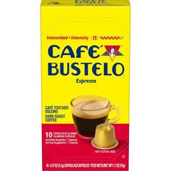 Café Bustelo Aluminum Espresso Capsules, Dark Roast Coffee, Nespresso Original Line Compatible, Intensity 11, 10 Count (Pack of 8)