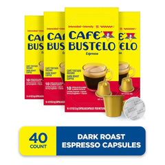 Café Bustelo Aluminum Espresso Capsules, Dark Roast Coffee, Nespresso Original Line Compatible, Intensity 11, 10 Count (Pack of 8)