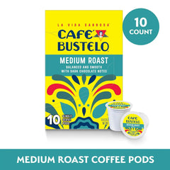Café Bustelo Medium Roast, Single Serve Coffee Pods, 10 Count (Pack of 1)