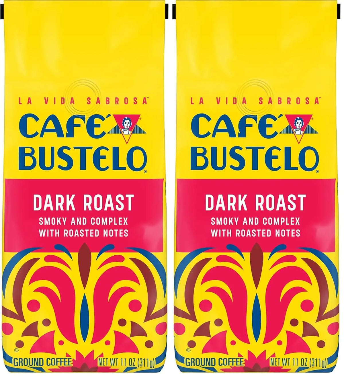 Café Bustelo Dark Roast Ground Coffee 11 Ounce Bag (Pack of 2)
