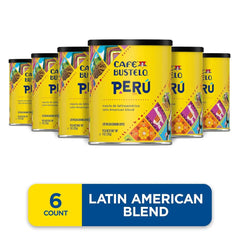 Café Bustelo Peru Latin American Blend Dark Roast Ground Coffee, 9 Ounce (Pack of 6)