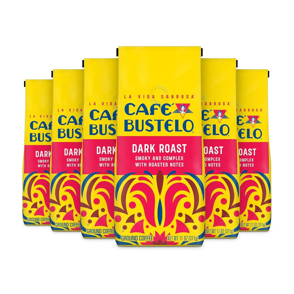 Café Bustelo Dark Roast Ground Coffee, 11-Oz. Bag (Pack of 6)