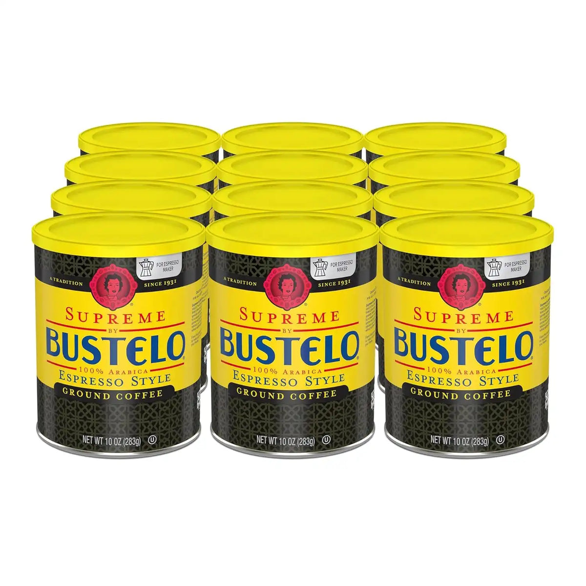 Café Bustelo Supreme by Bustelo Espresso Style Medium-Dark Roast Ground Coffee, 10 Ounce (Pack of 12)