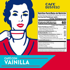 Café Bustelo Sweet & Creamy Café con Vainilla Flavored Coffee, 60 Keurig K-Cup Pods