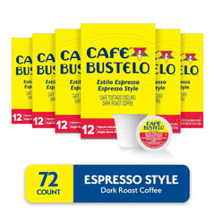 Café Bustelo Espresso Style Dark Roast, Single Serve Coffee Pods, 12 Count (Pack of 6)
